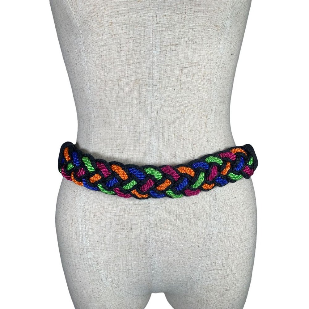 Vintage Statement Belt‎ Braided Womens Colorful 90s Strap Waist Retro